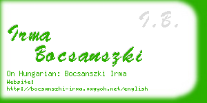 irma bocsanszki business card